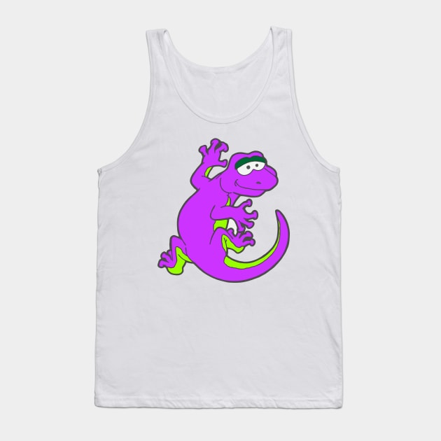 Smiley Gecko Children's Climbing Lizard Cartoon Tank Top by Bartlett Art Works